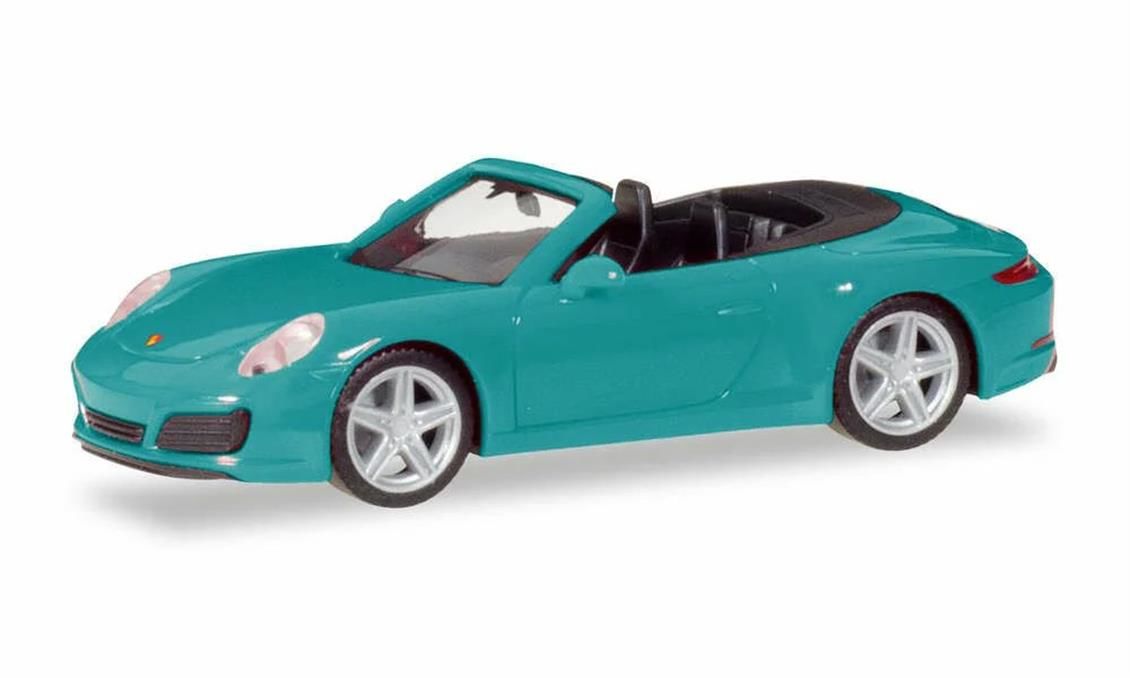Herpa 028844-002 1/87 Ölçek Porsche 911 C2 Cabrio, Miami Mavisi, Sergilemeye Hazır Model Araç