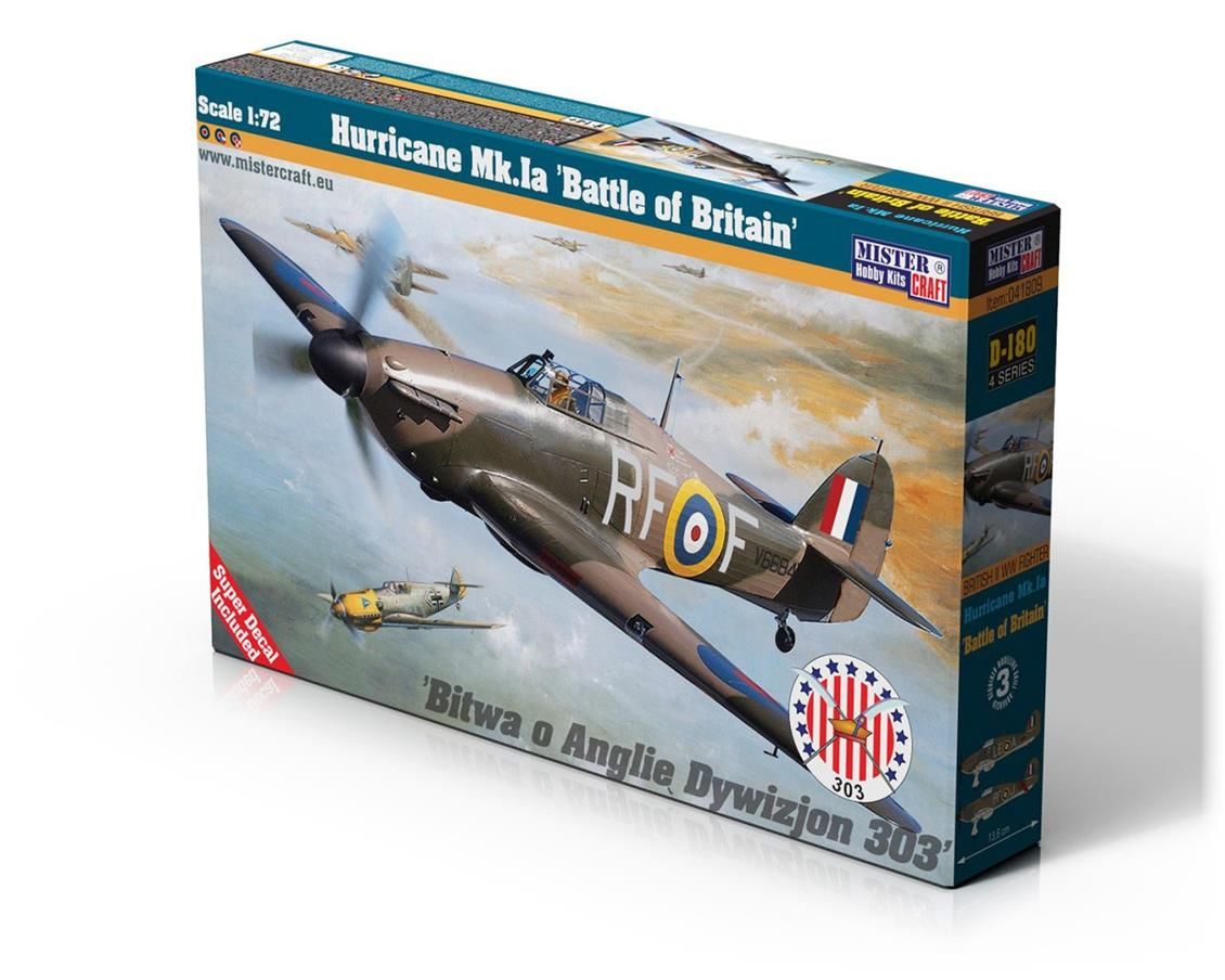 Mistercraft D180 1/72 Hurricane Mk.Ia (Britanya Savaşı) Savaş Savaş Uçağı Demonte Plastik Maketi