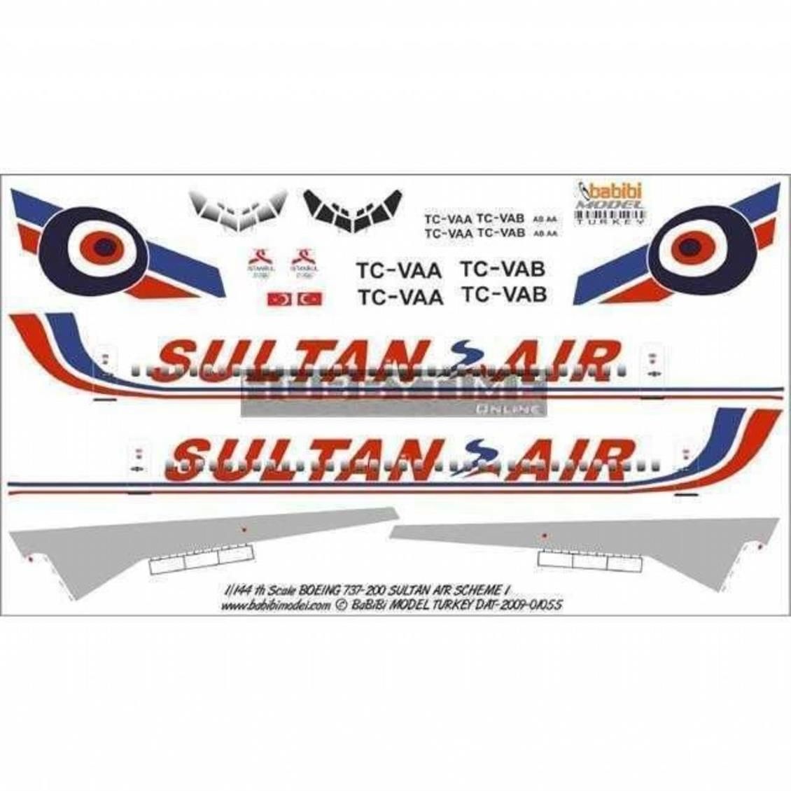 Babibi DAT01055 1/144 Sultan Air, Boeing 737-200, Dekal Çıkartma