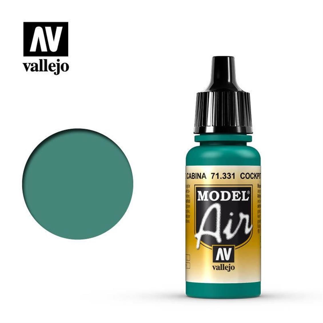 ''Vallejo 71331 17 ml. Cockpit Emerald Green ''''Faded'''', Model Air Serisi Model Boyası''