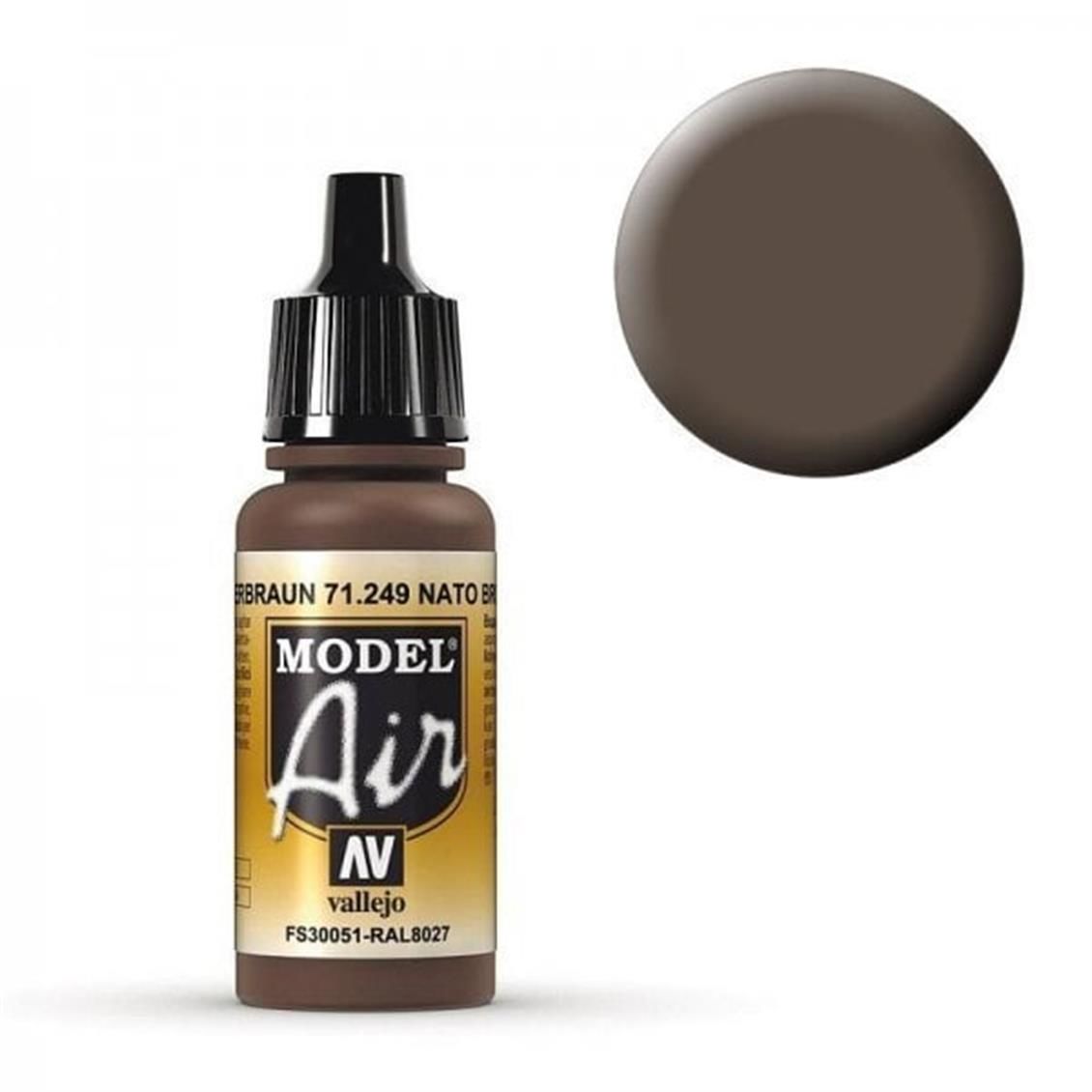 Vallejo 71249 17 ml. NATO Brown, Model Air Serisi Model Boyası