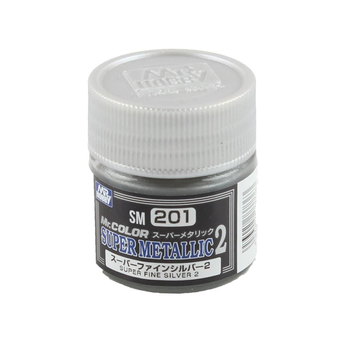 Gunze SM201 10 ml. Super Fine Silver II, Mr.Color Metallic Colors Serisi Maket Boyası